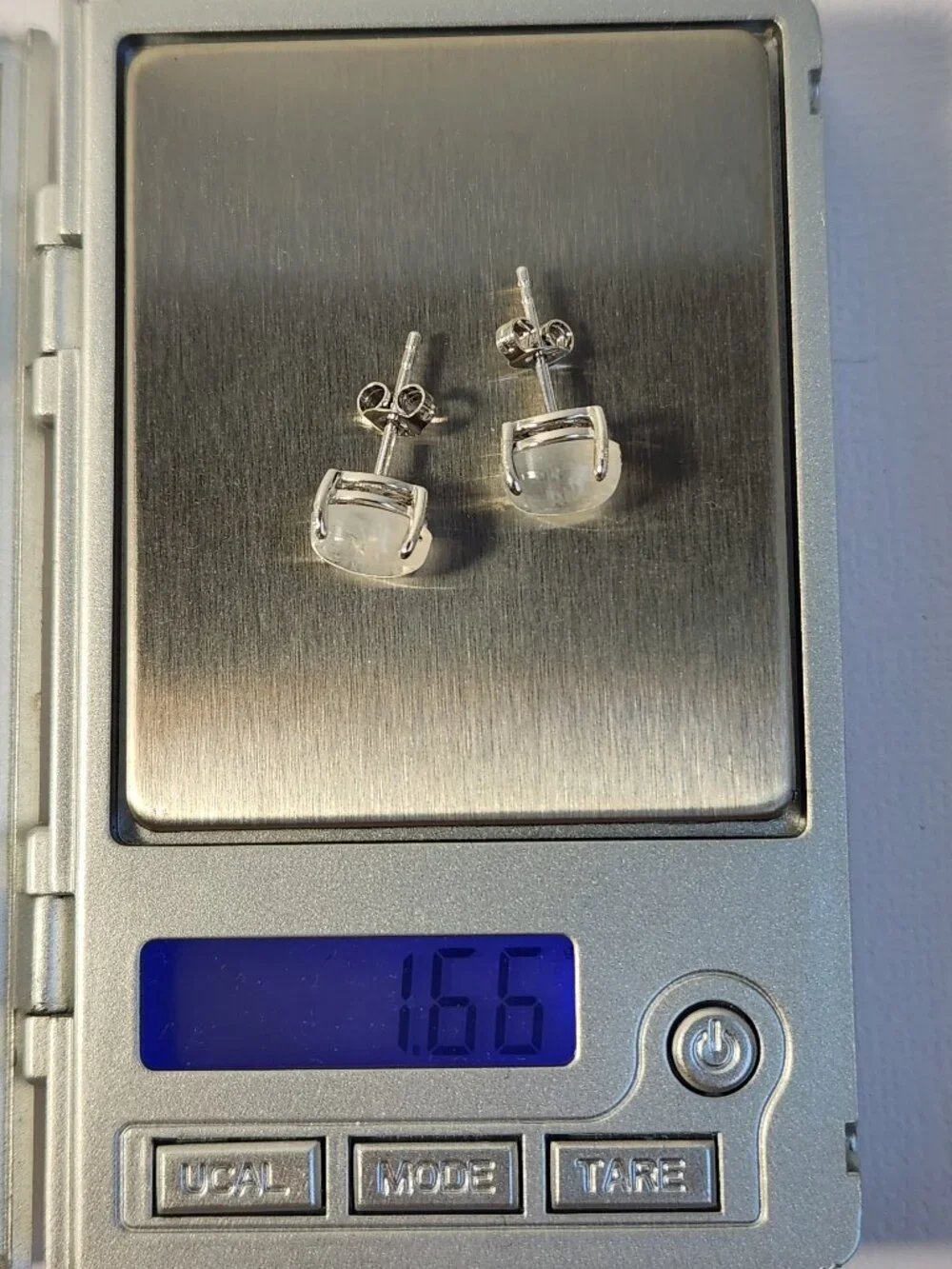 VTG NIB 925 Natural Clear Blue Fire Rainbow Moonstone Stud Earrings My Last One - Picture 14 of 14